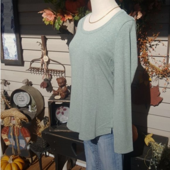 CYNTHIA ROWLEY ♡ Gorgeous Minty Green|Blueish Extremely SOFT Long Sleeve Top L - Picture 6 of 15